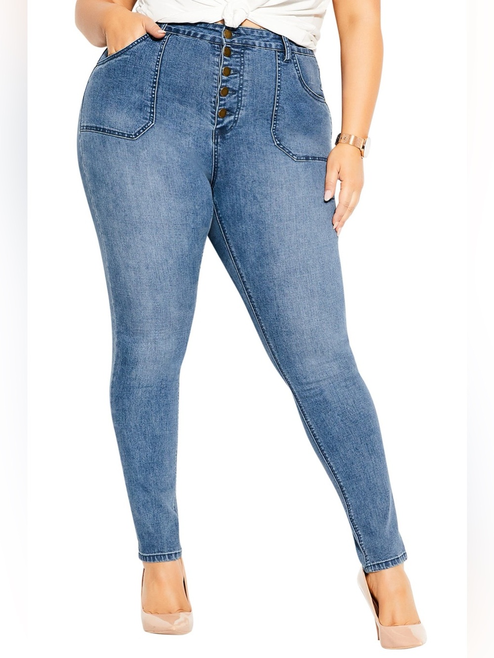 City Chic Strut it Out High Waist Ankle Skinny Jeans sz 22S